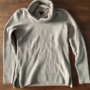 Beige cowl neck Sweater with side zipper detailing